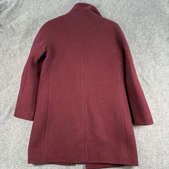 J Crew Cocoon‎ Nello Gori Italian Stadium Cloth Coat Womens 2 Burgundy Full Zip - Picture 5 of 14